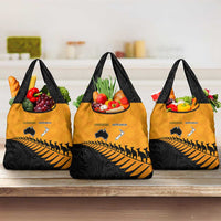 Australia New Zealand Rugby Grocery Bag Gold Aboriginal Wallabies and Maori Black Fern - Polynesian Pride