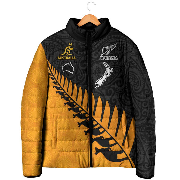 Aotearoa Rugby All Black Combine Australia Wallabies Baseball Jacket Aboriginal Kangaroo And Maori Fern LT9 main image 1