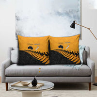 Australia New Zealand Rugby Pillow Cover Gold Aboriginal Wallabies and Maori Black Fern - Polynesian Pride