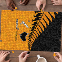 Australia New Zealand Rugby Puzzle Gold Aboriginal Wallabies and Maori Black Fern - Polynesian Pride