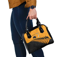 Australia New Zealand Rugby Shoulder Handbag Gold Aboriginal Wallabies and Maori Black Fern - Polynesian Pride