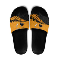 Australia New Zealand Rugby Slide Sandals Gold Aboriginal Wallabies and Maori Black Fern - Polynesian Pride
