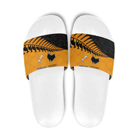 Australia New Zealand Rugby Slide Sandals Gold Aboriginal Wallabies and Maori Black Fern - Polynesian Pride