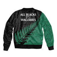 Australia Wallabies and Aotearoa Rugby Bomber Jacket Kangaroo Black Fern Maori Green Vibe LT9 - Polynesian Pride
