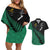 Australia Wallabies and Aotearoa Rugby Couples Matching Off Shoulder Short Dress and Hawaiian Shirt Kangaroo Black Fern Maori Green Vibe LT9 Green - Polynesian Pride