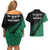 Australia Wallabies and Aotearoa Rugby Couples Matching Off Shoulder Short Dress and Hawaiian Shirt Kangaroo Black Fern Maori Green Vibe LT9 - Polynesian Pride