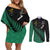 Australia Wallabies and Aotearoa Rugby Couples Matching Off Shoulder Short Dress and Long Sleeve Button Shirts Kangaroo Black Fern Maori Green Vibe LT9 Green - Polynesian Pride