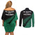 Australia Wallabies and Aotearoa Rugby Couples Matching Off Shoulder Short Dress and Long Sleeve Button Shirts Kangaroo Black Fern Maori Green Vibe LT9 - Polynesian Pride