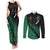 Australia Wallabies and Aotearoa Rugby Couples Matching Tank Maxi Dress and Long Sleeve Button Shirts Kangaroo Black Fern Maori Green Vibe LT9 Green - Polynesian Pride