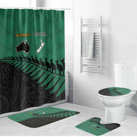 Australia New Zealand Rugby Bathroom Set Green Aboriginal Wallabies and Maori Black Fern - Polynesian Pride