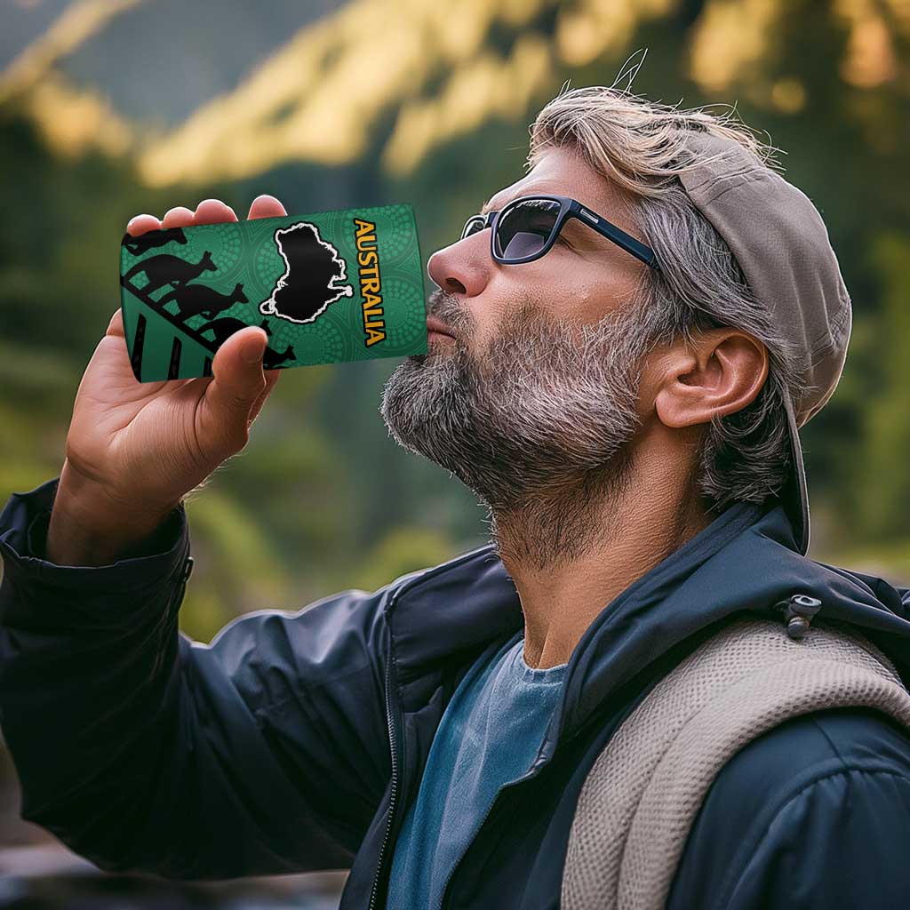 Australia New Zealand Rugby 4 in 1 Can Cooler Tumbler Green Aboriginal Wallabies and Maori Black Fern - Polynesian Pride