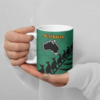 Australia New Zealand Rugby Ceramic Mug Green Aboriginal Wallabies and Maori Black Fern - Polynesian Pride