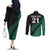 Custom Australia Wallabies and Aotearoa Rugby Couples Matching Off The Shoulder Long Sleeve Dress and Long Sleeve Button Shirts Kangaroo Black Fern Maori Green Vibe LT9 - Polynesian Pride