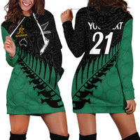 Custom Australia Wallabies and Aotearoa Rugby Hoodie Dress Kangaroo Black Fern Maori Green Vibe LT9 - Polynesian Pride