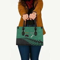 Australia New Zealand Rugby Leather Bag Green Aboriginal Wallabies and Maori Black Fern - Polynesian Pride