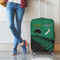Australia New Zealand Rugby Luggage Cover Green Aboriginal Wallabies and Maori Black Fern - Polynesian Pride
