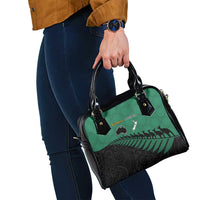Australia New Zealand Rugby Shoulder Handbag Green Aboriginal Wallabies and Maori Black Fern - Polynesian Pride