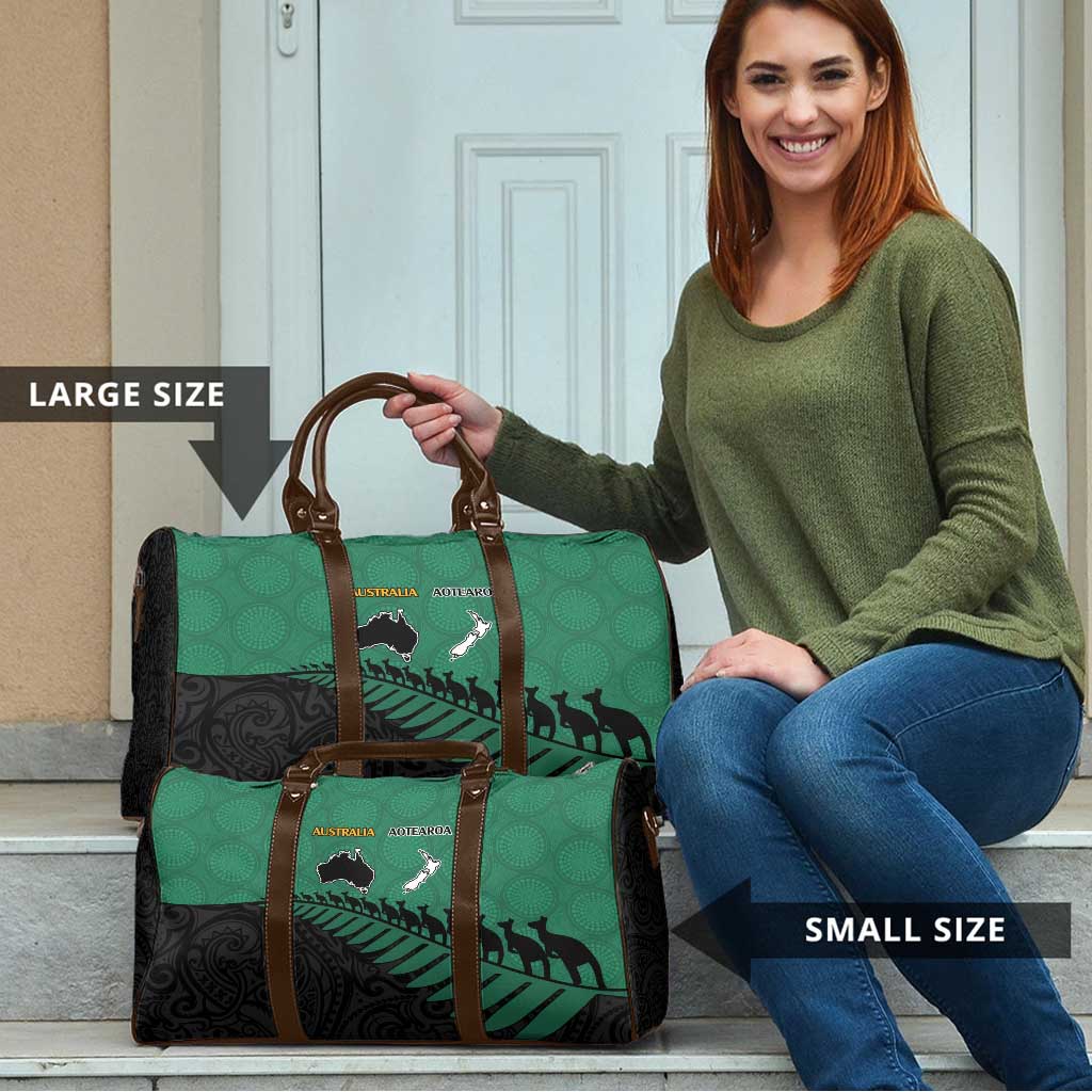 Australia New Zealand Rugby Travel Bag Green Aboriginal Wallabies and Maori Black Fern - Polynesian Pride