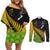 Australia Wallabies and Aotearoa Rugby Couples Matching Off Shoulder Short Dress and Long Sleeve Button Shirts Kangaroo Black Fern Maori Gradient Vibe LT9 Gradient - Polynesian Pride