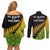Australia Wallabies and Aotearoa Rugby Couples Matching Off Shoulder Short Dress and Long Sleeve Button Shirts Kangaroo Black Fern Maori Gradient Vibe LT9 - Polynesian Pride