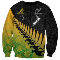 Australia Wallabies and Aotearoa Rugby Sweatshirt Kangaroo Black Fern Maori Gradient Vibe LT9 Unisex Gradient - Polynesian Pride
