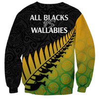 Australia Wallabies and Aotearoa Rugby Sweatshirt Kangaroo Black Fern Maori Gradient Vibe LT9 - Polynesian Pride