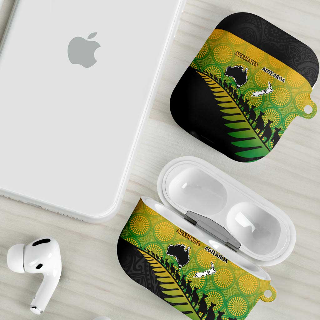 Australia New Zealand Rugby AirPods Case Gradient Aboriginal Wallabies and Maori Black Fern - Polynesian Pride