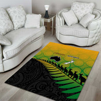 Australia New Zealand Rugby Area Rug Gradient Aboriginal Wallabies and Maori Black Fern - Polynesian Pride