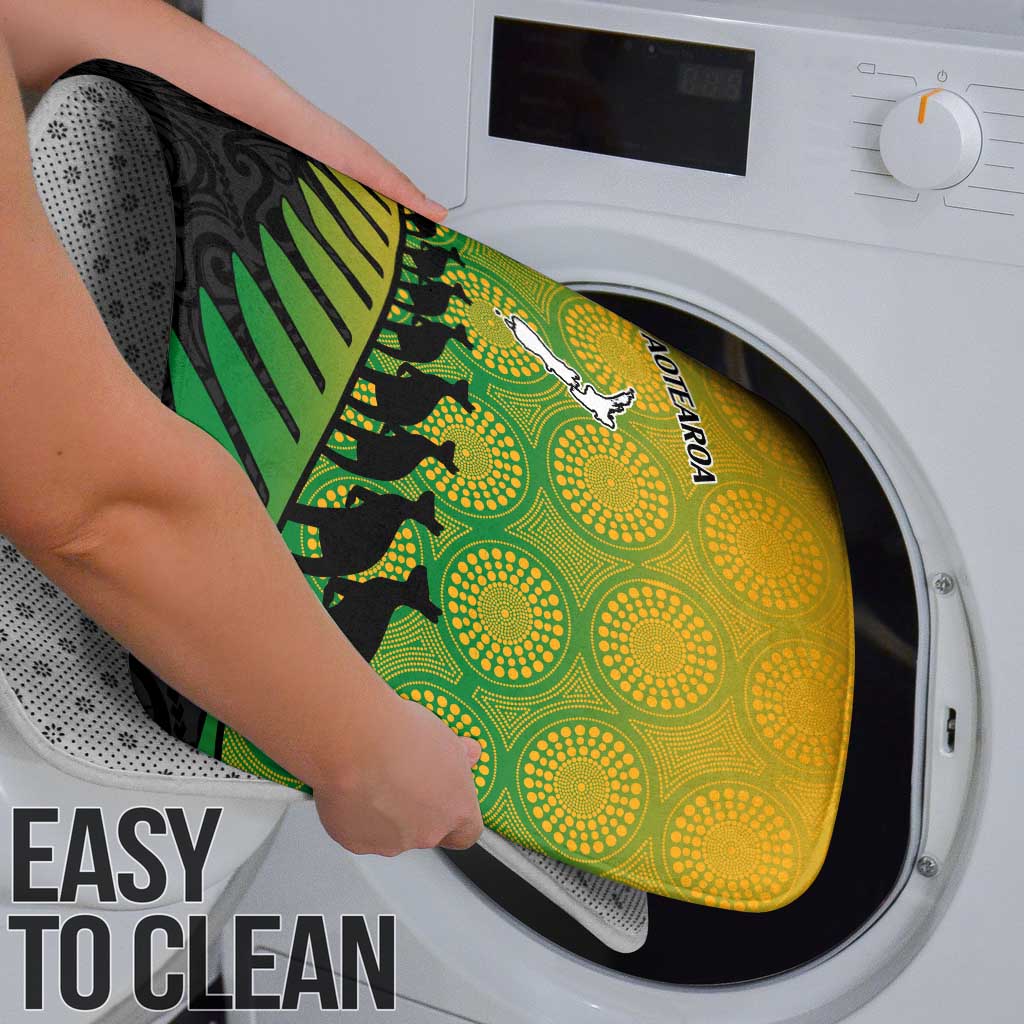 Australia New Zealand Rugby Bathroom Set Gradient Aboriginal Wallabies and Maori Black Fern - Polynesian Pride