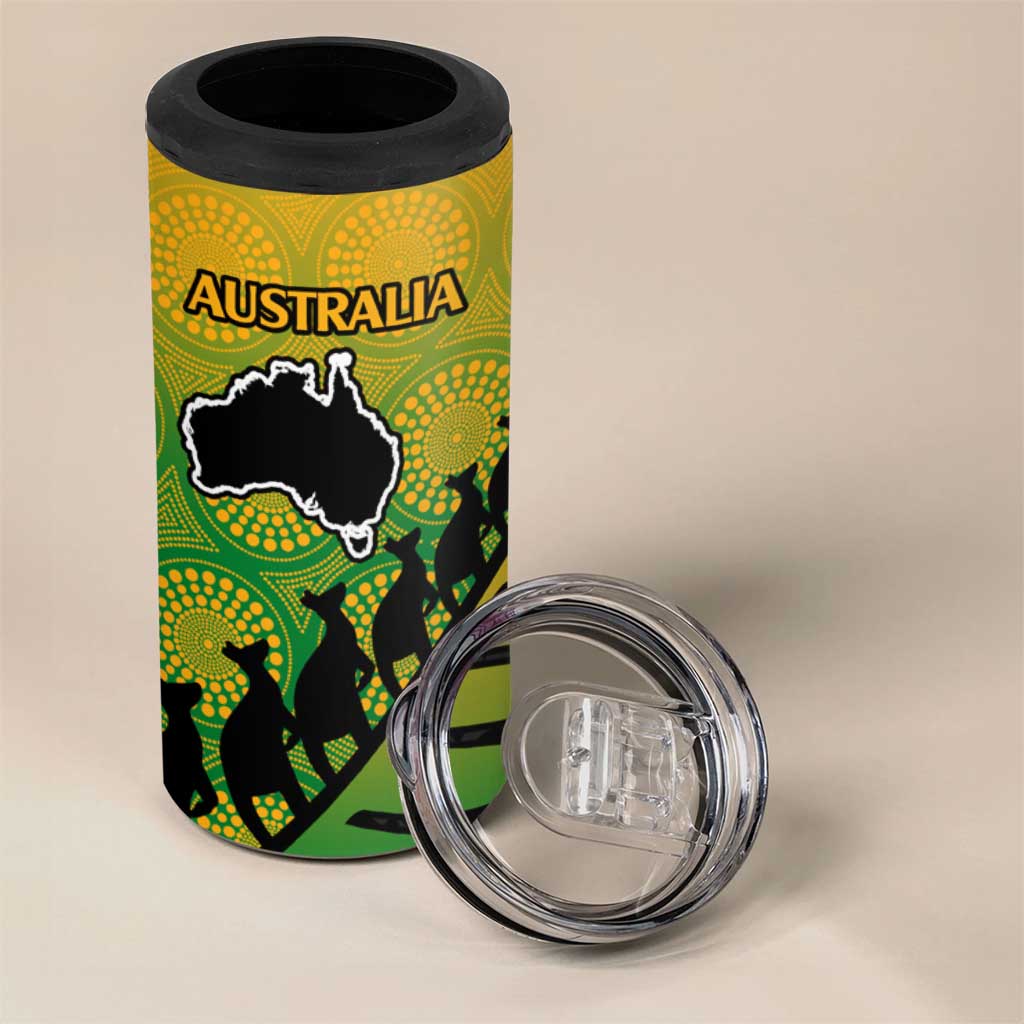 Australia New Zealand Rugby 4 in 1 Can Cooler Tumbler Gradient Aboriginal Wallabies and Maori Black Fern - Polynesian Pride