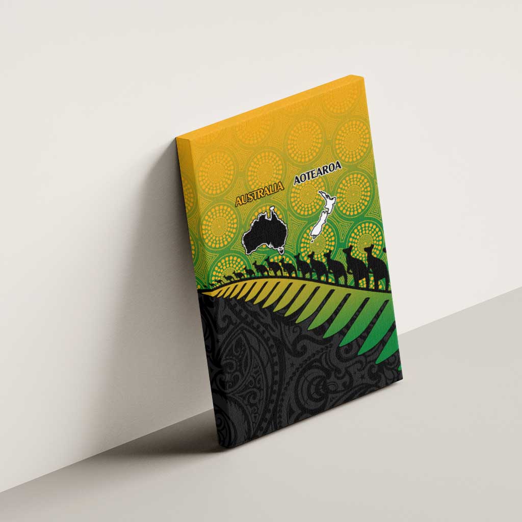 Australia New Zealand Rugby Canvas Wall Art Gradient Aboriginal Wallabies and Maori Black Fern - Polynesian Pride