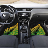 Australia New Zealand Rugby Car Mats Gradient Aboriginal Wallabies and Maori Black Fern - Polynesian Pride