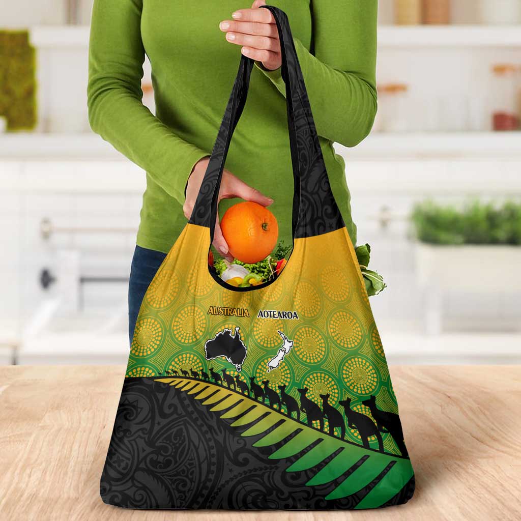 Australia New Zealand Rugby Grocery Bag Gradient Aboriginal Wallabies and Maori Black Fern - Polynesian Pride