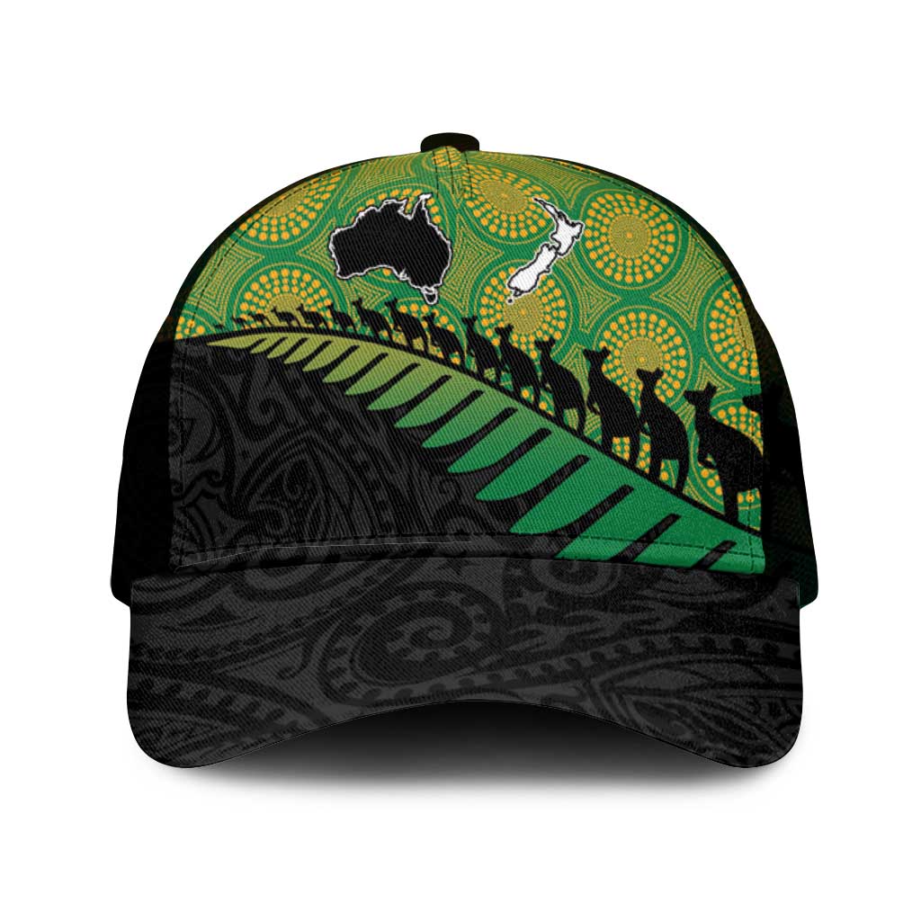 Australia New Zealand Rugby Mesh Trucker Cap Gradient Aboriginal Wallabies and Maori Black Fern - Polynesian Pride
