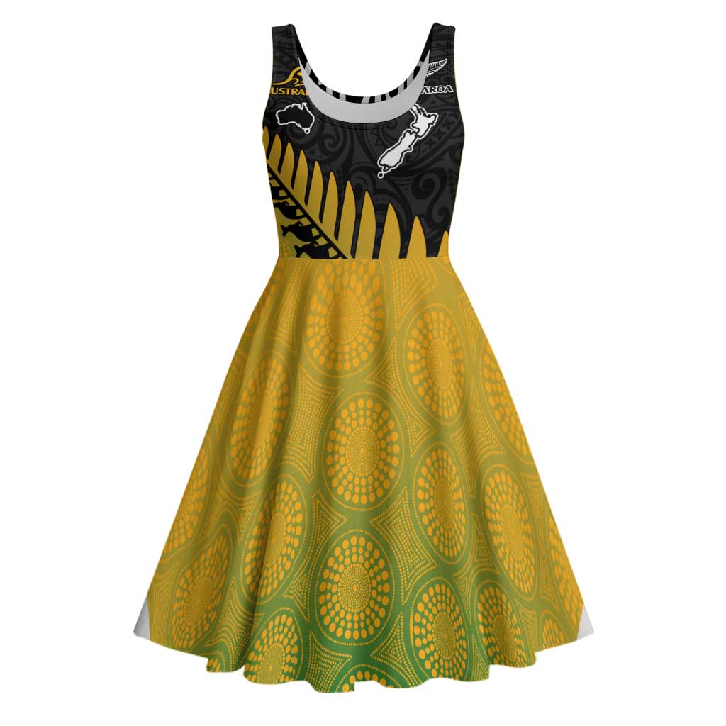 rugby midi dress Australia New Zealand Rugby Midi Dress Gradient Aboriginal Wallabies and  Maori Black Fern