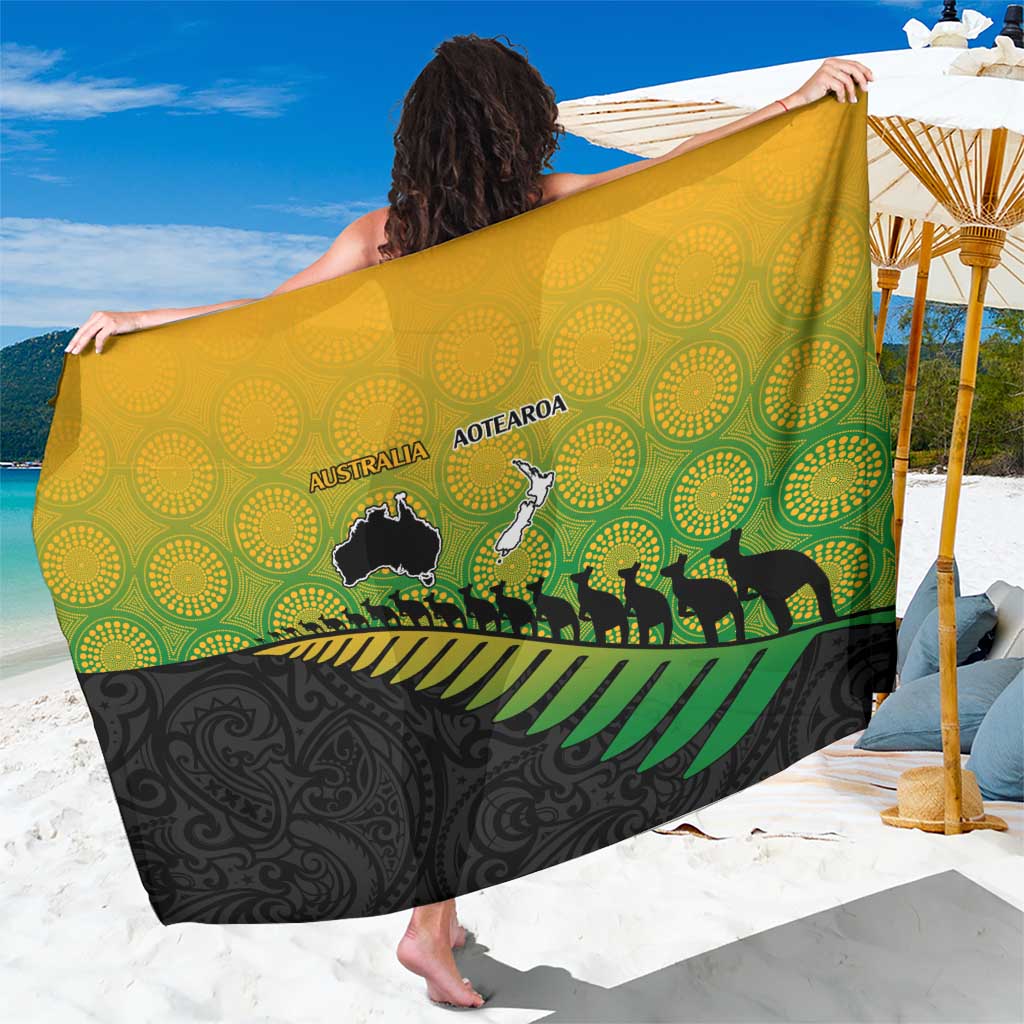 Australia New Zealand Rugby Sarong Gradient Aboriginal Wallabies and Maori Black Fern - Polynesian Pride