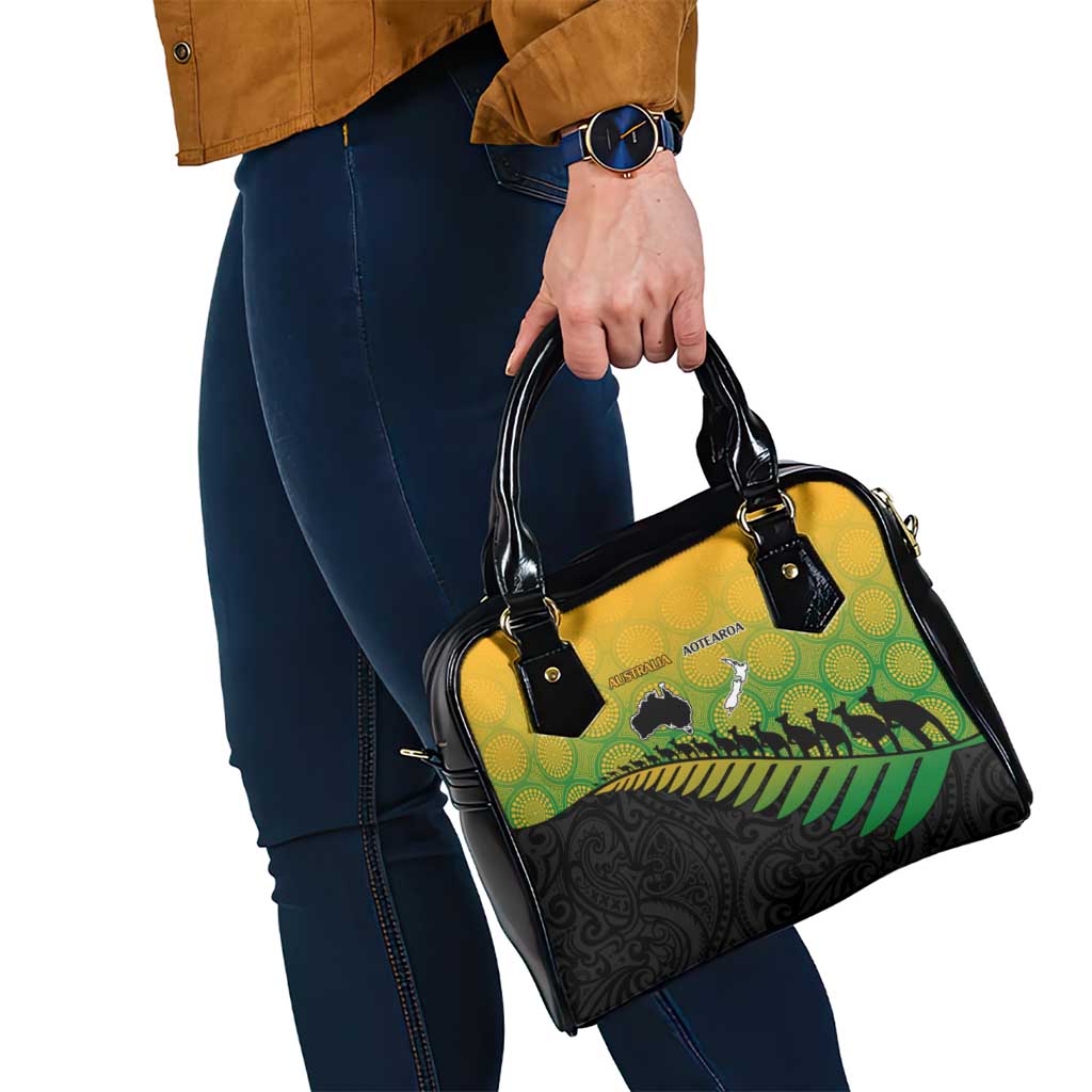 Australia New Zealand Rugby Shoulder Handbag Gradient Aboriginal Wallabies and Maori Black Fern - Polynesian Pride