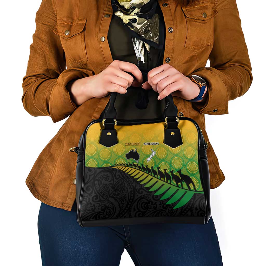 Australia New Zealand Rugby Shoulder Handbag Gradient Aboriginal Wallabies and Maori Black Fern - Polynesian Pride