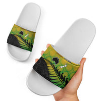 Australia New Zealand Rugby Slide Sandals Gradient Aboriginal Wallabies and Maori Black Fern - Polynesian Pride