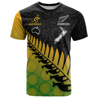 Custom Australia Wallabies and Aotearoa Rugby T Shirt Kangaroo Black Fern Maori Gradient Vibe LT9 Gradient - Polynesian Pride