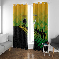 Australia New Zealand Rugby Window Curtain Gradient Aboriginal Wallabies and Maori Black Fern - Polynesian Pride