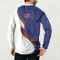 Ula Fala Red Samoa Chief Button Sweatshirt Samoan Art Black Tribal