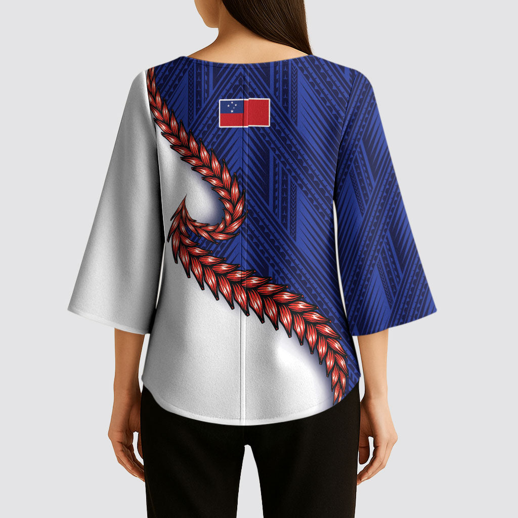 Ula Fala Red Samoa Chief Kimono Sleeve Blouse Samoan Art Black Tribal