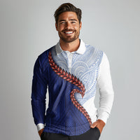 Ula Fala Red Samoa Chief Long Sleeve Polo Shirt Samoan Art Black Tribal