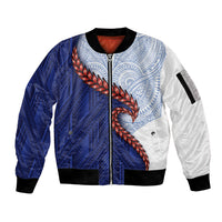 Ula Fala Red Samoa Chief Sleeve Zip Bomber Jacket Samoan Art Black Tribal