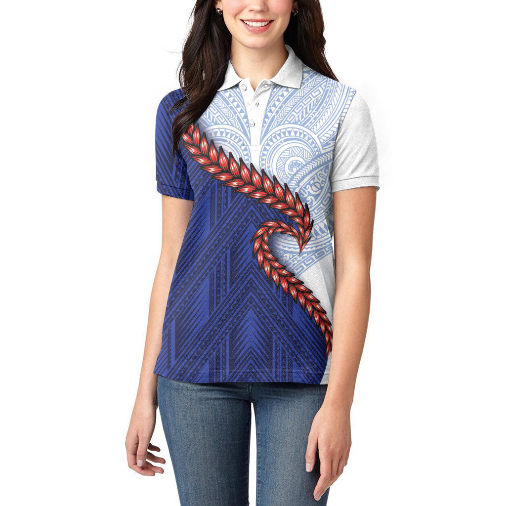 Ula Fala Red Samoa Chief Women Polo Shirt Samoan Art Black Tribal