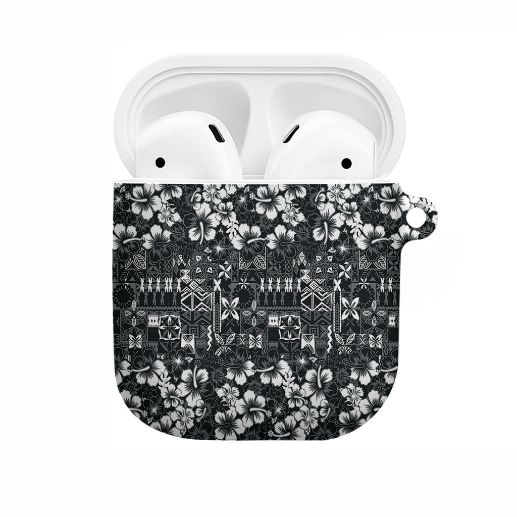 Black Hawaiian Tapa Tribal Hibiscus AirPods Case