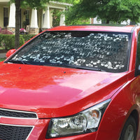 Black Hawaiian Tapa Tribal Hibiscus Auto Sun Shade