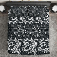 Black Hawaiian Tapa Tribal Hibiscus Bedding Set