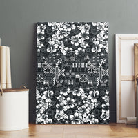 Black Hawaiian Tapa Tribal Hibiscus Canvas Wall Art